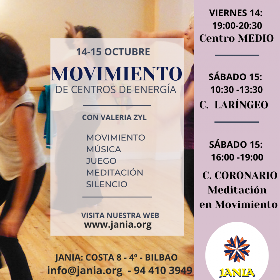 Encuentros de MOVIMIENTO de Centros de Energía 14 -15 de Octubre con Valeria Zyl
